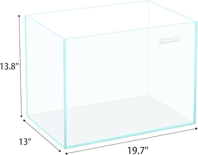 LYPHARD AQUARIUMS 15 Gallon Rimless Aquarium, Ultra Clear Glass Low Iron Rectangular Fish Tank L19.6×W13×H13.8 Inches Thickness 6mm with EVA Foam Mat Included