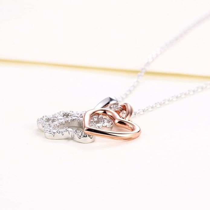 Cubic Zirconia Paw Print Puppy Dog Pet Love Heart Charm Pendant Necklace for Women Novelty Jewelry Gifts