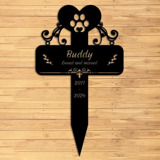 Custom Dog Grave Marker Metal Cross Memorial Gifts Personalized Pet Loss Sign with Name Dog Tombstones for Graves Outdoor Dog Yard Stake