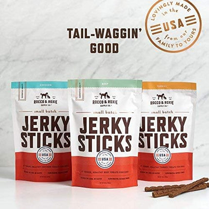 Rocco & Roxie Chicken Jerky Dog Treats, Soft Training Snacks Made in USA | High Value Training Treats for Dogs, Small & Large Breeds, Seniors & Puppies, Natural Jerky Chews for Rewarding Good Behavior