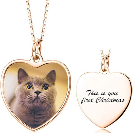 LONAGO Full Color Photo Picture Personalized Necklace Custom Etched Dog Tag Image Pendant with Message Name