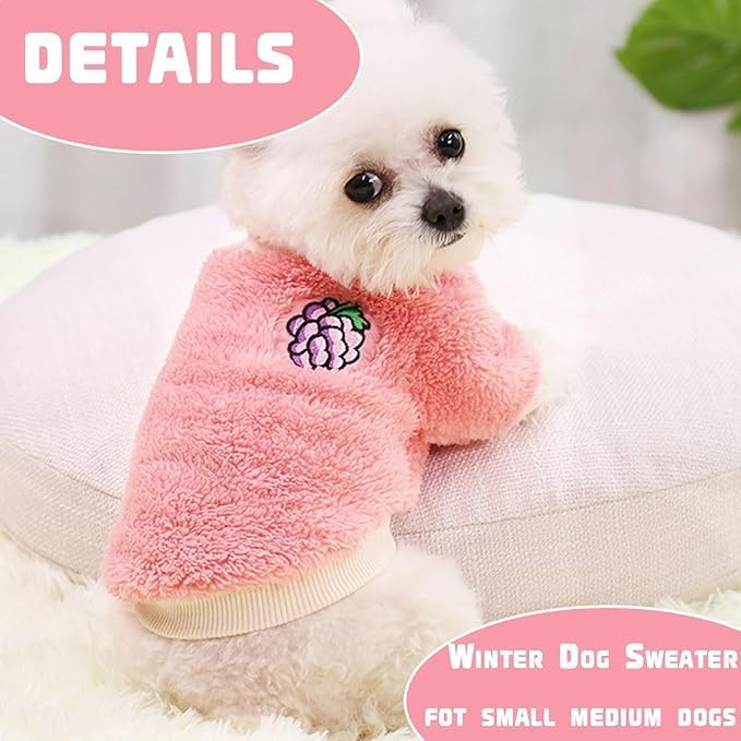 2 Pieces Dog Sweaters for Small Dogs Girl Sweater Winter Warm Puppy Clothes Fleece Chihuahua Sweater Cute X-Small Dog Clothes for Girls Cat Clothes XXL