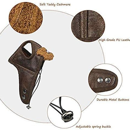 Leconpet Dog Aviator Hat, Dog Winter Pilot Hat with Ear Flaps for Cold Weather (S, Coffee)