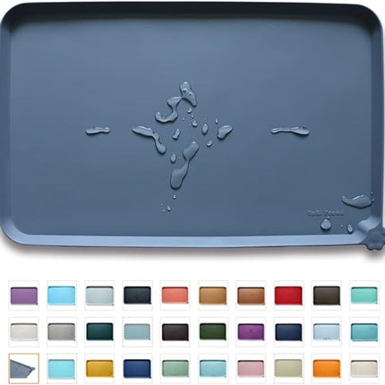 Hoki Found -Waterproof Pet Feeding Mats with High Lips - Multiple Size and Colors for Dogs, Cats & Others-G