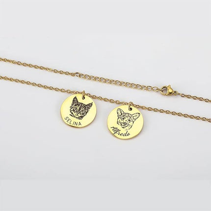 LONAGO 925 Sterling Silver Custom Dog Cat Portrait Photo Necklace Personalized Pet Engraved Picture Pendant Memorial Gift Name Jewelry for Women Mom
