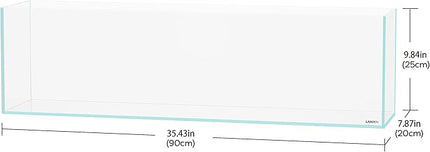 LANDEN 90L 10.8 Gal Rimless Low Iron Aquarium Long Fish Tank, Bookshelf Aquarium, W35.4×D7.87×H9.84 in(90x20x25cm) 6mm Thickness with Black Nano Foam Leveling mat Included