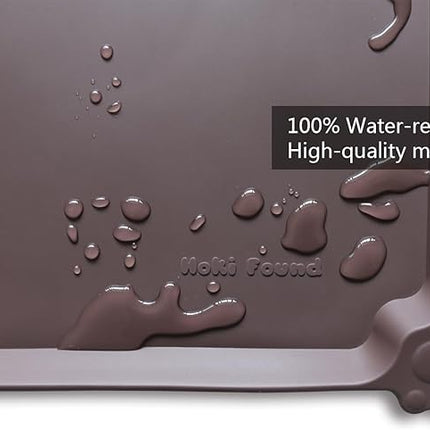 Hoki Found Silicone Pet Food Mats Tray - High-Lips Pet Dog Cat Bowl Mats - Pet Feeding Mat - Waterproof Dog Cat Food Mats -Pet Water Mats for Floors - Dark Oak