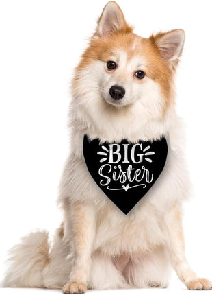 Big Sister Bandana for Dogs, Pet Pregnancy Announcement, Black Dog Bandana, Dog Bandanas for Large Dogs (L)