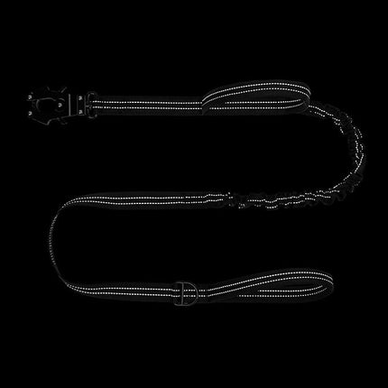 ICEFANG Tactical Dog Leash,K9 Training Walking Bungee Lead with 2 Control Handle,Heavy Duty Quick Release Metal Clasp,Hands Free D-Ring for Medium Large Dogs (6ft,Reflective Black)