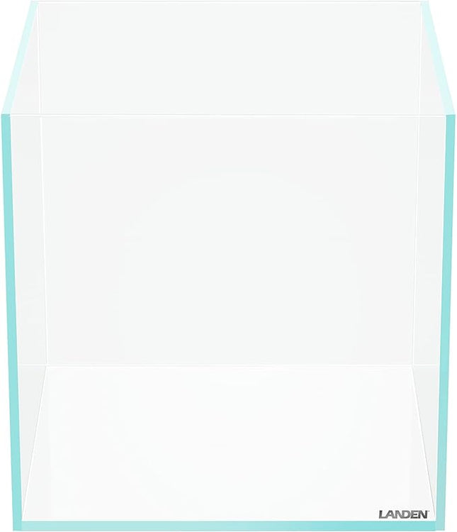LANDEN 25C 3.7 Gallon Cube Rimless Low Iron Aquarium Tank, W9.84×D9.84×H9.84 in(25x25x25cm) 5mm Thickness with Nano Foam Leveling Mat Included