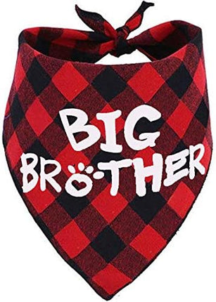 Big Brother Dog Bandana,Buffalo Plaid Pet Pregnancy Announcement Scarf