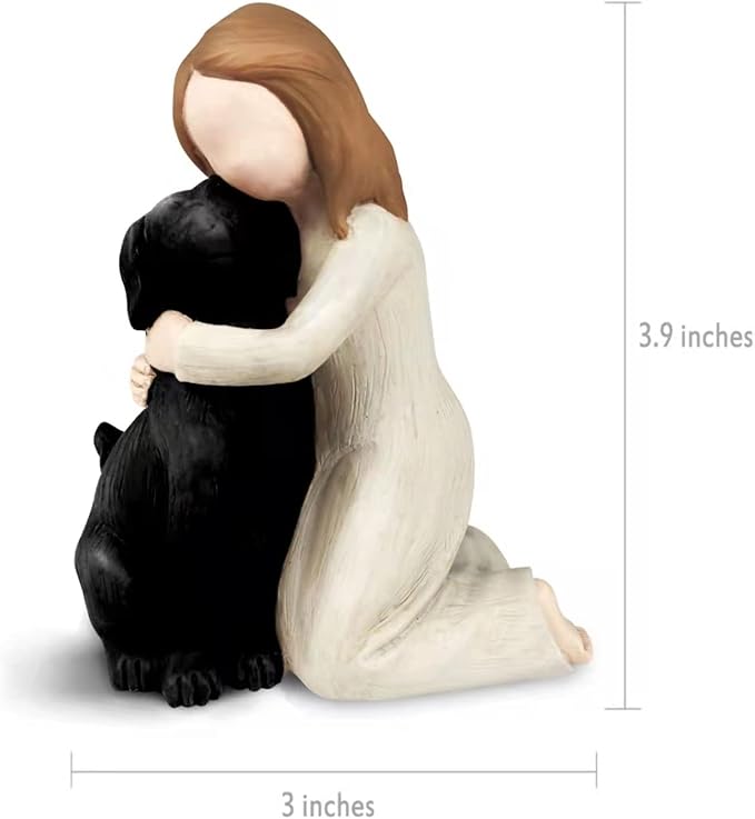 Bingo Castle Black Dog Angel Figurines, Angel Dog Friendship Memorials for Dog Lovers