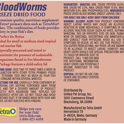 Tetra BloodWorms 0.25 Oz, Freeze-Dried Food for Freshwater and Saltwater Fish, Seafood(Pack of 2)