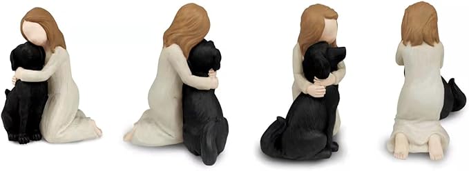 Bingo Castle Black Dog Angel Figurines, Angel Dog Friendship Memorials for Dog Lovers