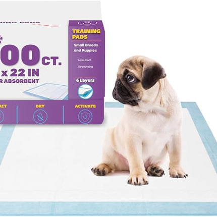 BV Puppy Pads Leak-Proof 100 Count 22"x 22" - Absorbent Pee Pads for Dogs with 6-Layer Design, Rapid Dry Sheet & Built-in Attractant - Dog Pad with Odor Control, Perfect for Puppies & Senior Dogs
