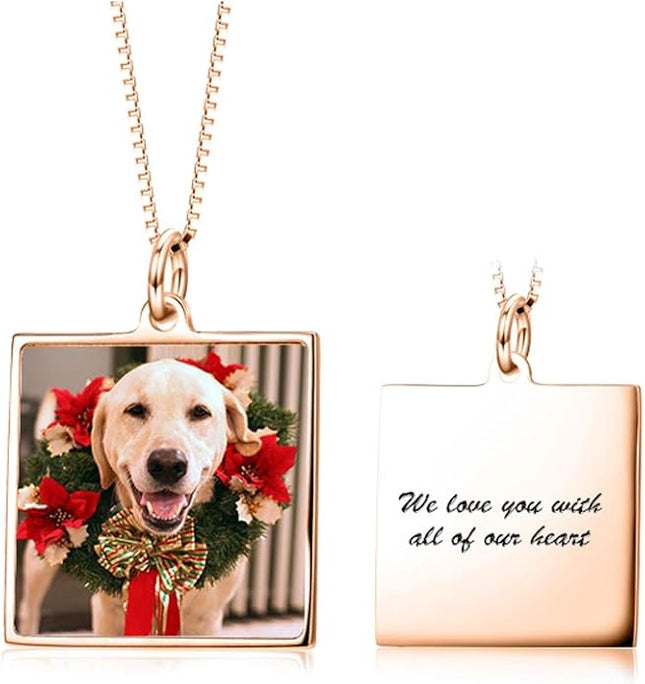 LONAGO Full Color Photo Picture Personalized Necklace Custom Etched Dog Tag Image Pendant with Message Name
