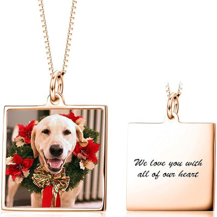 LONAGO Full Color Photo Picture Personalized Necklace Custom Etched Dog Tag Image Pendant with Message Name