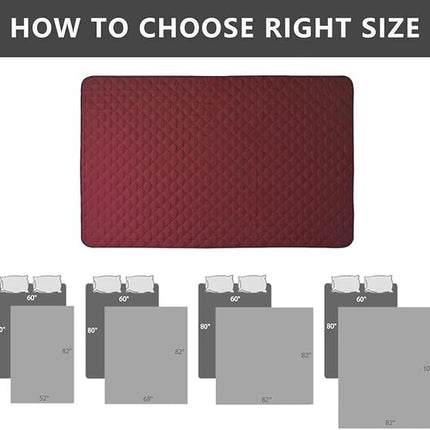 SPXTEX Dog Bed Cover Washable Pee Pads Dog Blankets for Puppy Large Dog Cat,Sofa Reversible Changing Pad Reusable 1 Piece（52"x82",Burgundy+Pink）