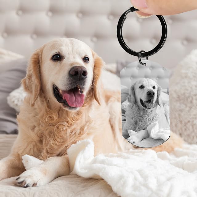 Personalized Dog Keychain Memorial Gifts for loss of dog - Custom Pet Photo Keychain in Memory of Dogs & Cats, Sympathy Gift For Pet Passed Away