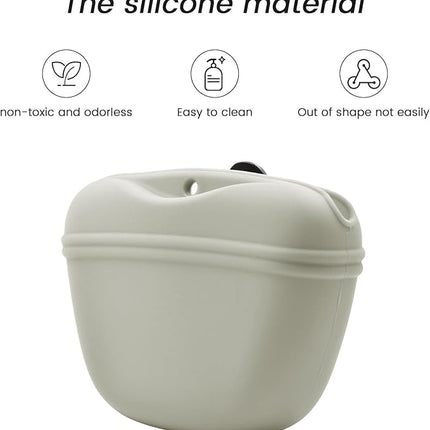 AUDWUD Silicone Dog Treat Pouch,With Dog Training Clicker,Clip on Portable Training Container,Convenient Magnetic Buckle Closing and Upgraded Waist Clip for Enhanced Stability