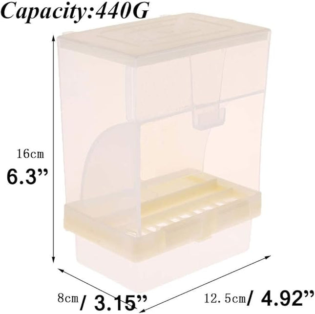 Old Tjikko No Mess Bird Feeder for Cage, Automatic Acrylic Seed Container with Large Hook, Install-Free Parrot Feeder for Budgerigar, Canary, Cockatiel, Parakeet, Finch