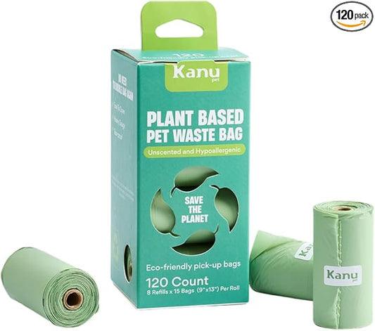 Dog Poop Bags – 120 Count (8 Rolls), Unscented, Leak-Proof, Extra-Thick Waste Bags for Dogs – Easy Tear, Fits All Dispensers – Eco-Friendly Cleanup