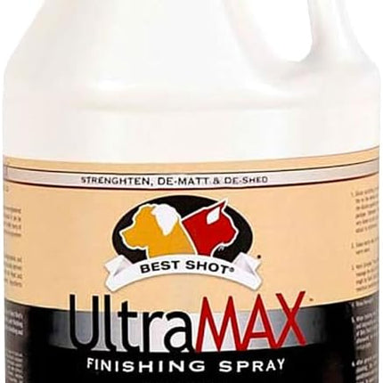 Best Shot UltraMAX Pro Finishing Spray, Ideal Detangler Spray for Pets, Hydrating and Soothing Pet Grooming Spray, for Dogs and Cats, 1.1 Gallon