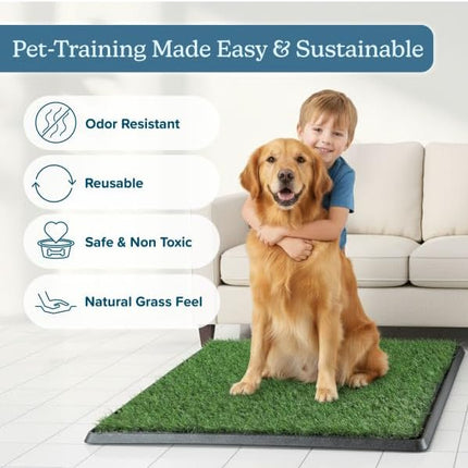 Artificial Grass Puppy Pee Pad for Dogs and Small Pets - Set of Three 30x20 Inch, Reusable 3-Layer Turf Pads for Dogs - Indoor and Outdoor Fake Grass Potty Pet Supplies by PETMAKER
