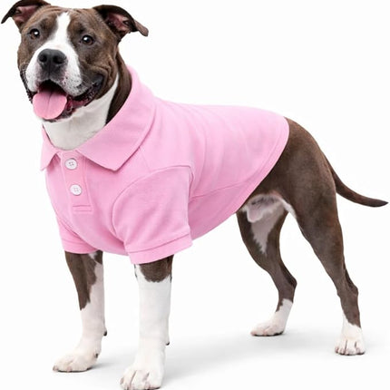lovelonglong Basic Dog Polo Shirts Premium Cotton, Polo T-Shirts for Large Medium Small Dogs with a Two-Button Collar Blank Color Pink L