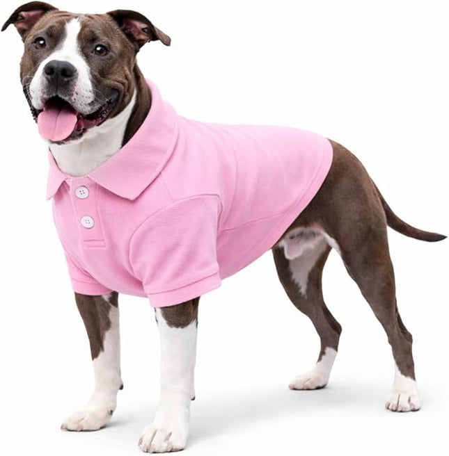 lovelonglong Basic Dog Polo Shirts Premium Cotton, Polo T-Shirts for Large Medium Small Dogs with a Two-Button Collar Blank Color Pink L