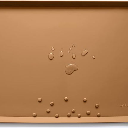 Hoki Found XX-Large Non Slip Silicone Pet Food Mats - Bowl Mats Tray - Feeding Mat for Carpet, Dogs, Cats - Waterproof - Butterscotch