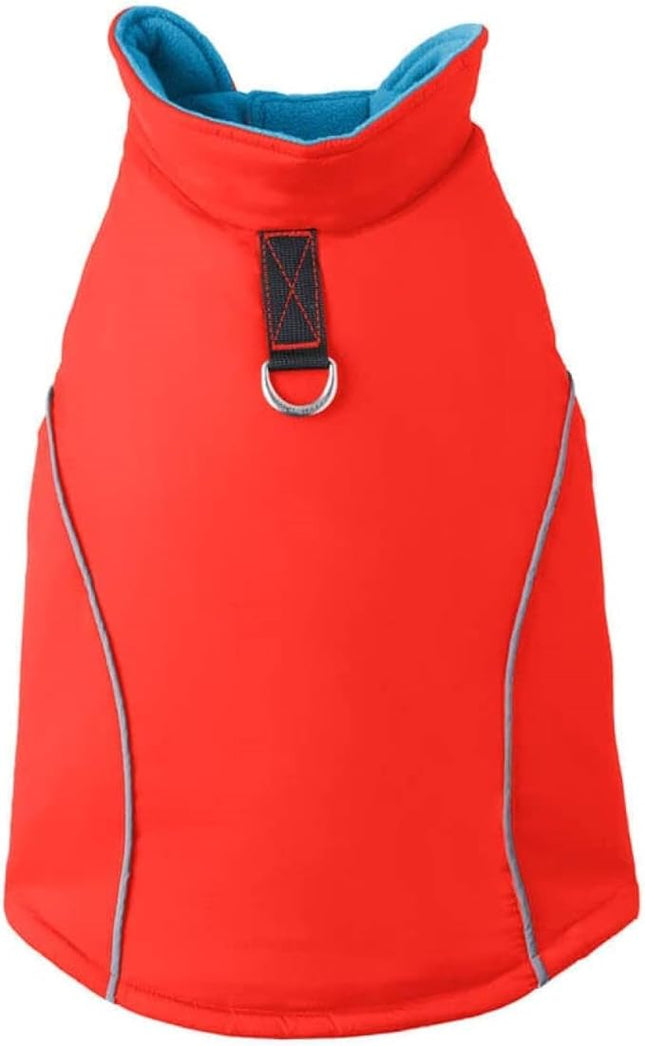 Gooby Sports Vest Dog Jacket - Orange, Medium - Reflective Dog Vest with D Ring Leash Warm Fleece Lined Hook and Loop Closure for Small to Medium Dogs