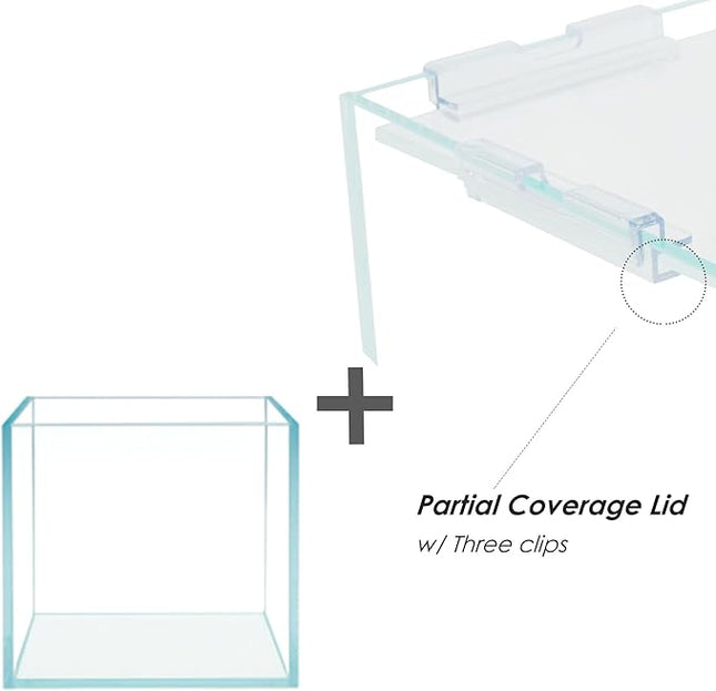 Cube Rimless Frameless Extra Clear All Glass Aquarium, 5mm Low Iron Glass, White Leveling Mat Included, w/Lids Options, Perfect for Fish & Shrimps