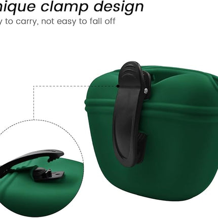 AUDWUD Silicone Dog Treat Pouch,with Dog Training Clicker,Clip on Portable Training Container,Convenient Magnetic Buckle Closing and Upgraded Waist Clip for Enhanced Stability