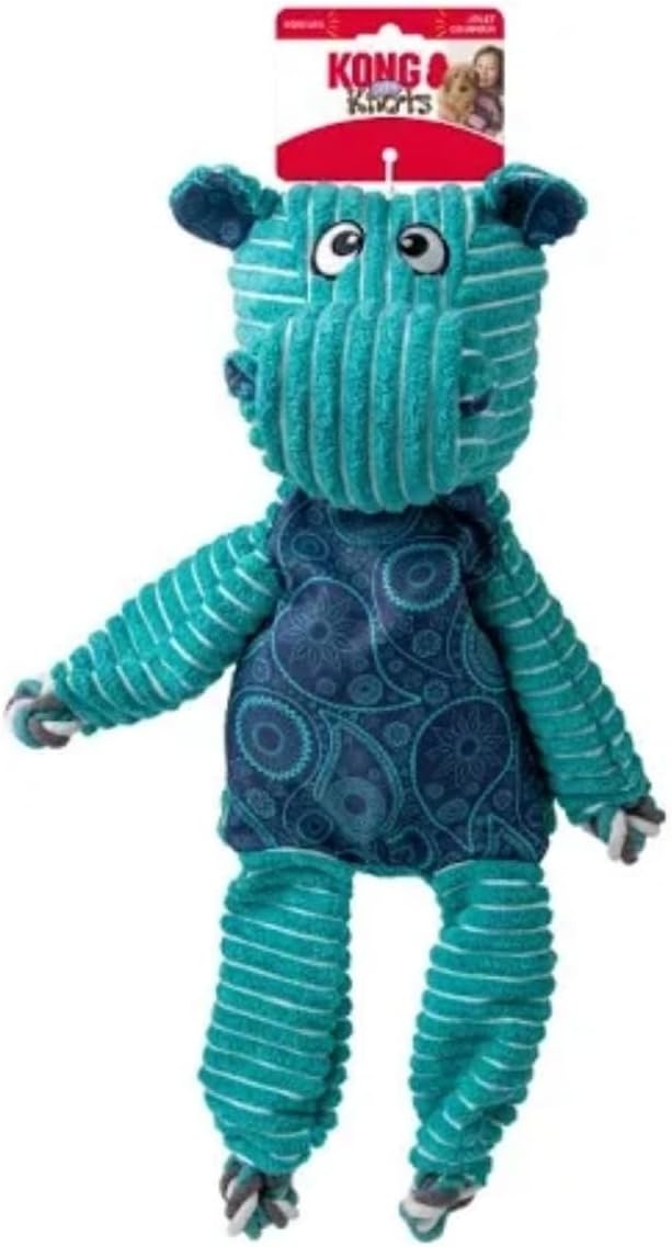 KONG Floppy Knots - Durable No‑Stuffing Squeaky Rope & Plush Dog Toy - for Teething, Playing (Hippo, Extra Large)
