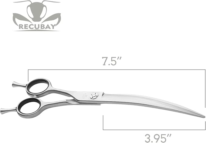 Left Handed Matte Deluxe Dog Grooming Scissors Great Grooming Shears for All Breeds,Design For Professional Groomer. (7.5" Curved Lefty)