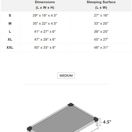 K9 Ballistics Chew Proof Elevated Outdoor Cooling Cot Bed for Medium Dogs - Virtually Indestructible, Preassembled, Withstands Aggressive Chewers - M, Blue Quartz Ripstop