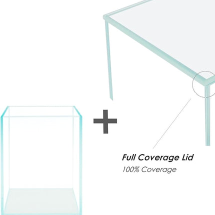 Nano Tall Rimless Frameless Extra Clear Glass Aquarium, Low Iron Glass Tank, 5mm Glass, White Leveling Mat Included, w/Lids Options
