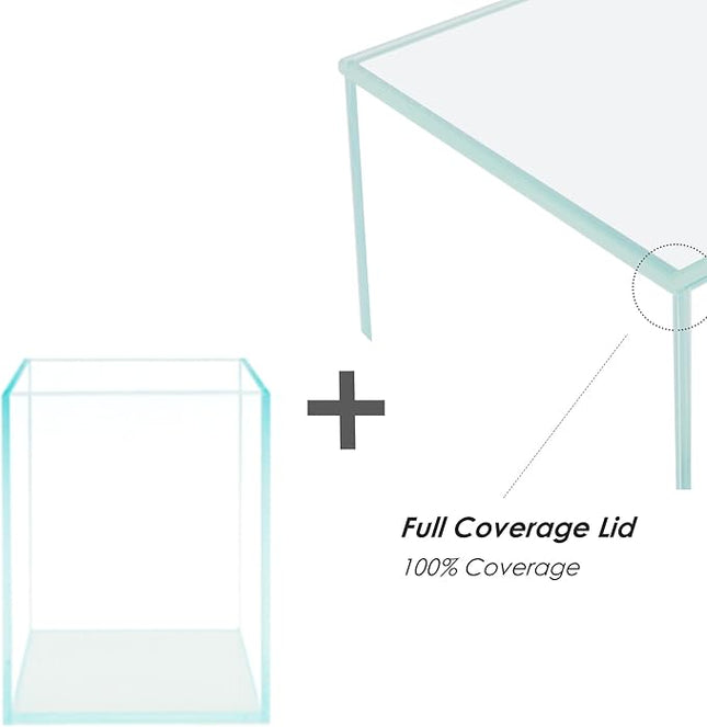 Nano Tall Rimless Frameless Extra Clear Glass Aquarium, Low Iron Glass Tank, 5mm Glass, White Leveling Mat Included, w/Lids Options