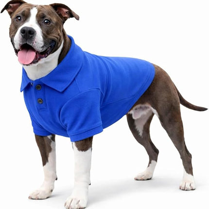 lovelonglong Basic Dog Polo Shirts Premium Cotton, Polo T-Shirts for Large Medium Small Dogs with a Two-Button Collar Blank Color Blue L