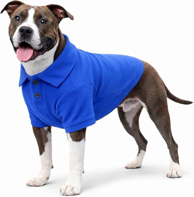 lovelonglong Basic Dog Polo Shirts Premium Cotton, Polo T-Shirts for Large Medium Small Dogs with a Two-Button Collar Blank Color Blue L