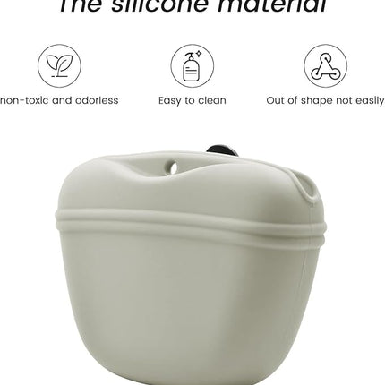 AUDWUD Silicone Dog Treat Pouch,with Dog Training Clicker,Clip on Portable Training Container,Convenient Magnetic Buckle Closing and Upgraded Waist Clip for Enhanced Stability