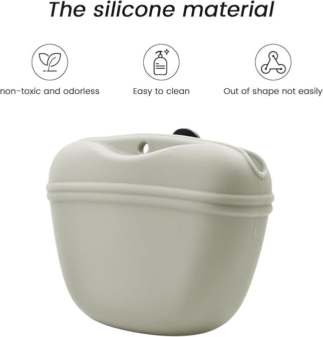 AUDWUD Silicone Dog Treat Pouch,with Dog Training Clicker,Clip on Portable Training Container,Convenient Magnetic Buckle Closing and Upgraded Waist Clip for Enhanced Stability