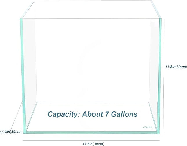 Ultra Clear Rimless Aquarium Tank 6-60 gallons Low Iron Glass (7Gal - Top Glass Canopy)
