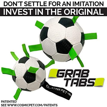 Hyper Pet The Original Grab Tabs Dog Soccer Ball with Straps (5")-Indoor or Outdoor, Interactive Durable Fetch Ball with Tug Toy for All Dog Breeds