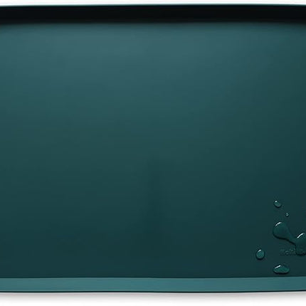 Hoki Found Large Silicone Pet Food Mats - Non Slip Dog Cat Bowl Placemats - Waterproof Dog Cat Food Mats - Dark Cedar
