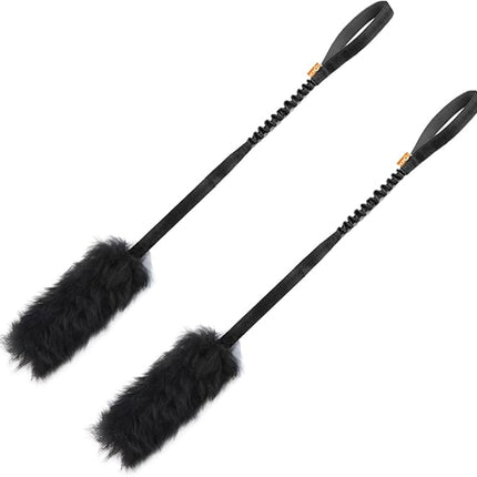 HOWGO Dog Rope,Dog Bungee Chaser 100% Sheepskin,Sheep Smell Tug for All Breeds(Black, Long Without Ball 2Pack)