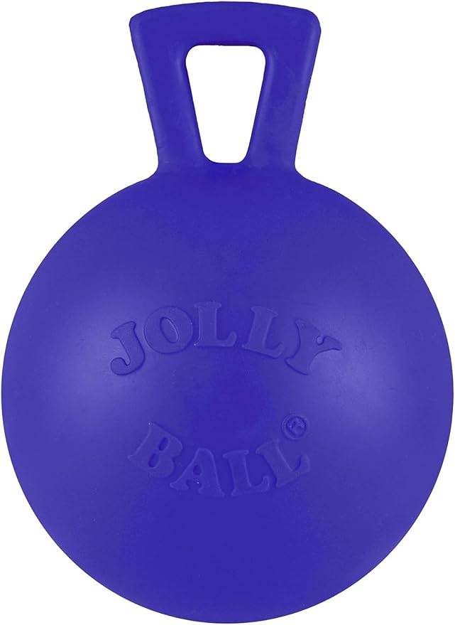 Jolly Pets Tug-n-Toss Heavy Duty Dog Toy Ball with Handle, 3 Inches/Mini, Blue, Model:403 BL