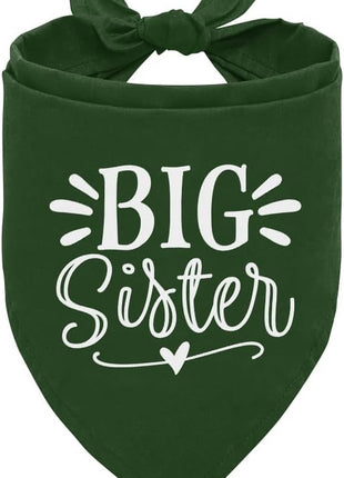 Big Sister Bandana for Dog, Pet Pregnancy Announcement, Dark Green Dog Bandana, Big Sister Dogs Shirt, Pet Bandana for Small Medium Dogs (M)