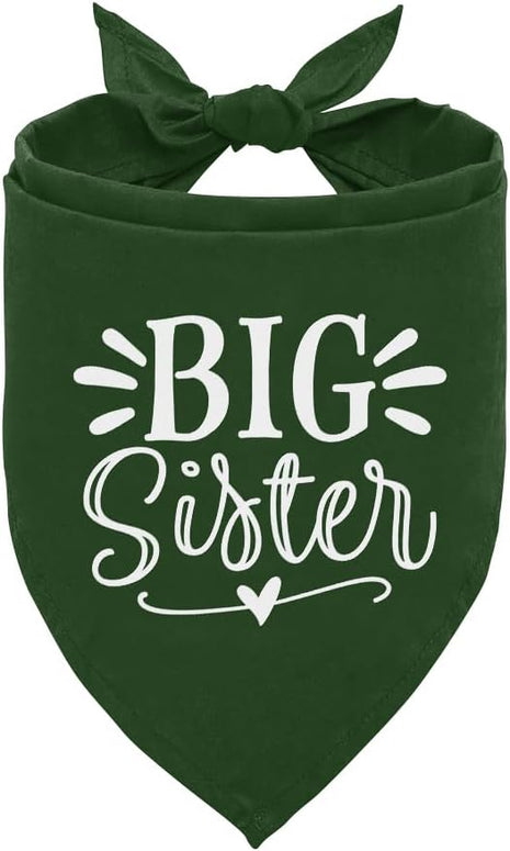 Big Sister Bandana for Dog, Pet Pregnancy Announcement, Dark Green Dog Bandana, Big Sister Dogs Shirt, Pet Bandana for Small Medium Dogs (M)